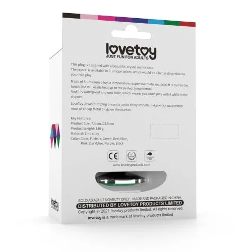 анальная пробка lovetoy малая, с зеленым камнем в Севастополе