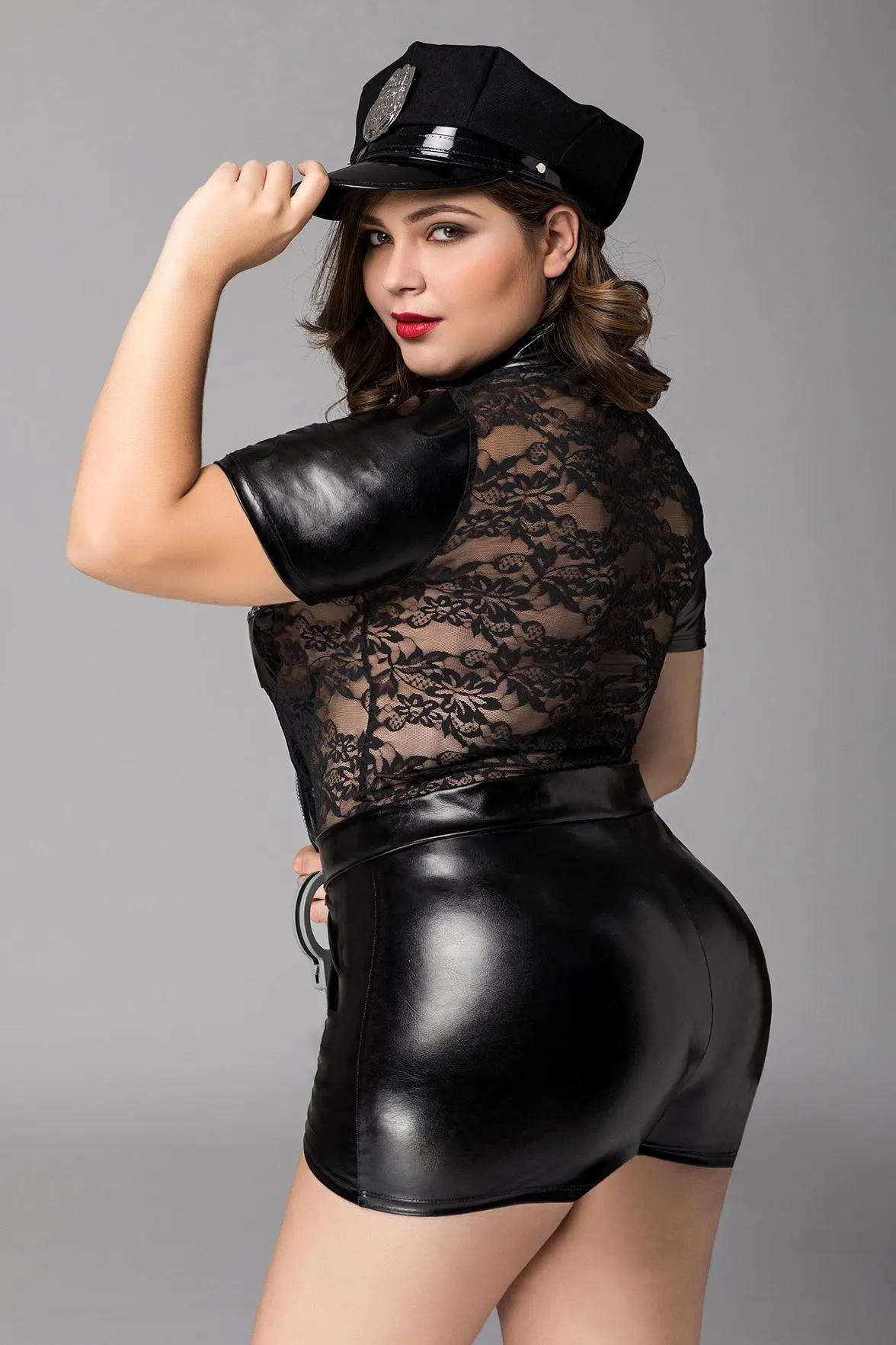 Эротическое костюм полицейской candy girl porsche (комбинезон, головной убор, наручники) черный, 2xl в Севастополе