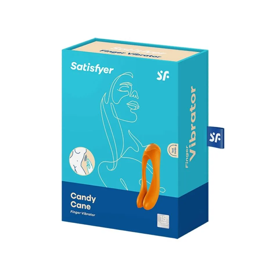 мини-вибратор на палец satisfyer candy cane, оранжевый в Севастополе