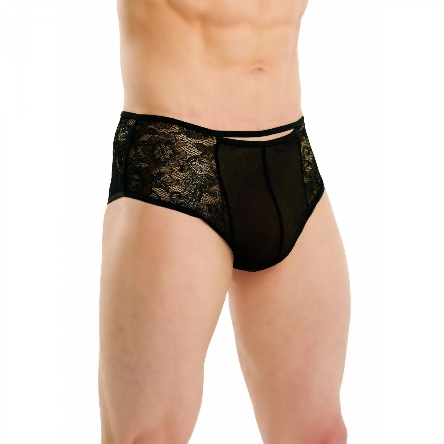 Трусы мужские FlirtON с кружевом, черные