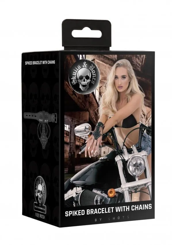 браслет с шипами и цепями skulls and bones, черный в Севастополе