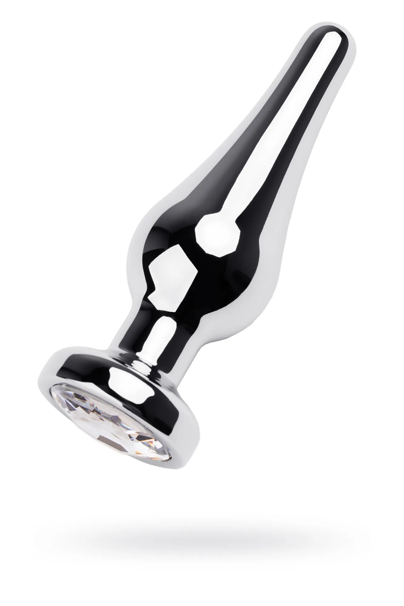 анальная втулка metal by toyfa, металл, серебряная, с кристаллом цвета алмаз, 10 см, ø 3 см, 95 г в Севастополе