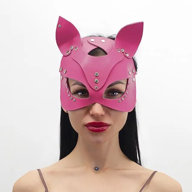 маска кошки со стразами pinkrabbit, розовая в Севастополе