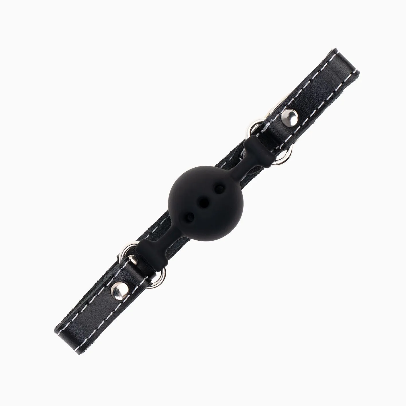 кляп pink rabbit с черным силиконовым шариком (белая строчка) в Севастополе