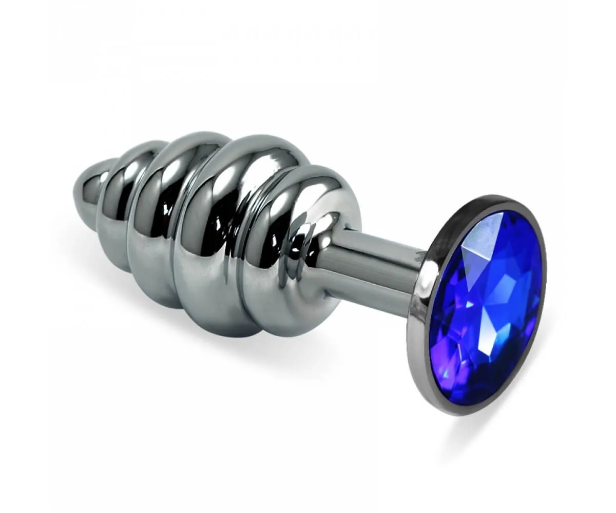 анальная пробка lovetoy rosebud spiral, с синим камнем в Севастополе