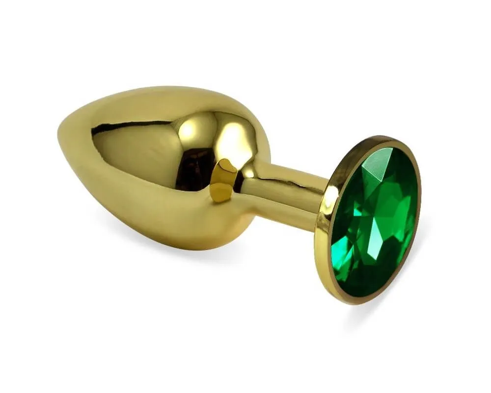 анальная пробка lovetoy золотистая, с зеленым камнем в Севастополе