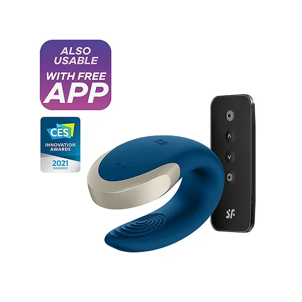 Многофункциональный стимулятор для пар Satisfyer Partner Double Love, синий