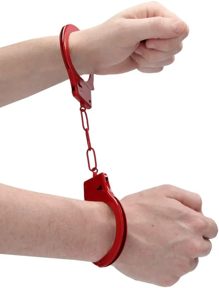 металлические наручники beginner's handcuffs, красные в Севастополе