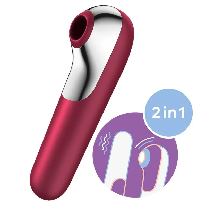 Вакуум-волновой бесконтактный стимулятор клитора Satisfyer Dual Love, красный