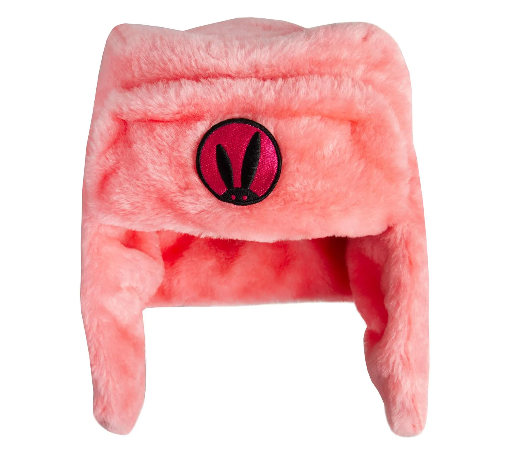 Шапка-ушанка меховая PinkRabbit с логотипом, розовая