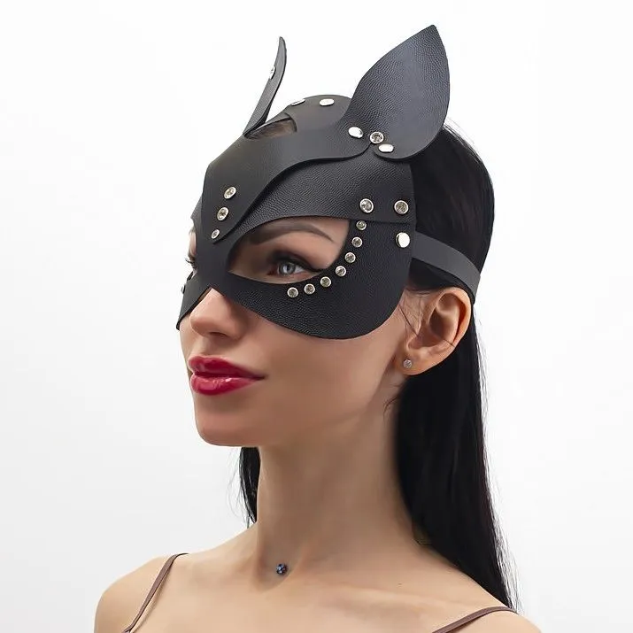 маска кошки со стразами pinkrabbit , чёрная в Севастополе