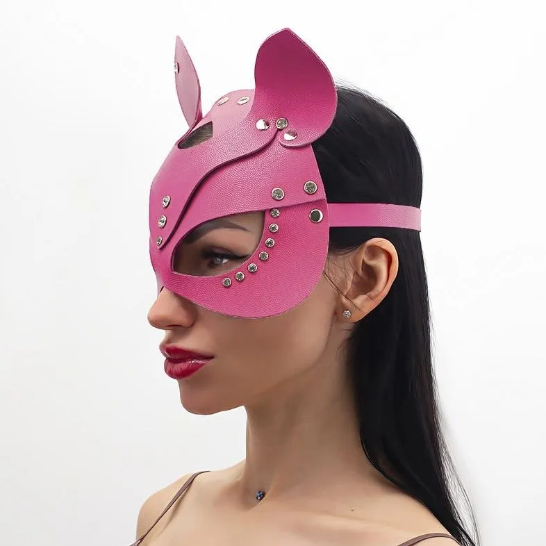 маска кошки со стразами pinkrabbit, розовая в Севастополе