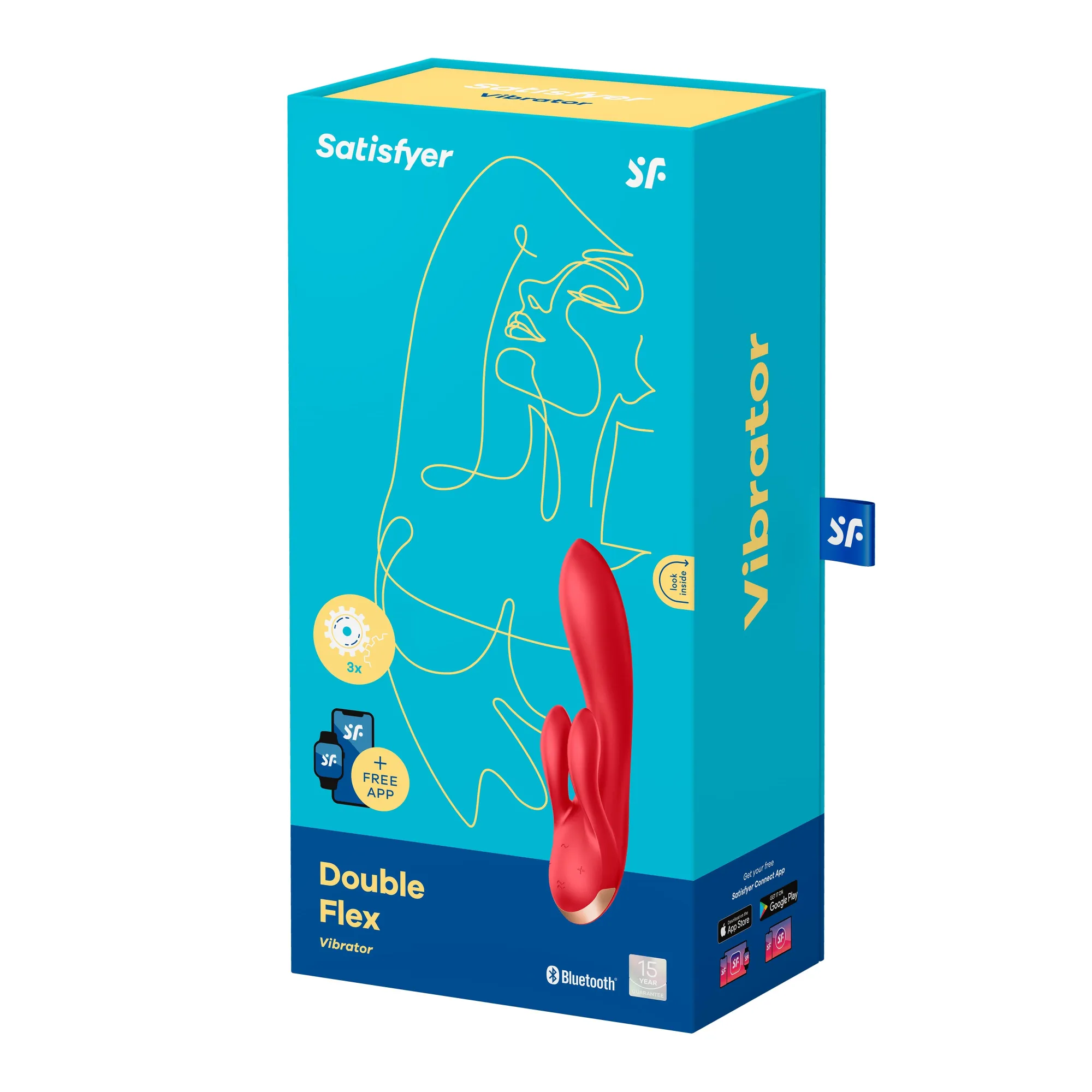 Вибратор-кролик Satisfyer Double Flex с двумя клиторальными отростками (красный)