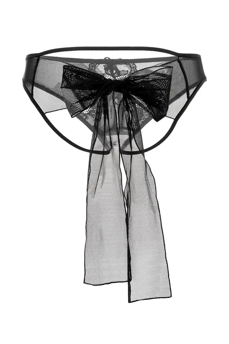 Эротическое эротические трусики с бантом erolanta mia, чёрные в Севастополе