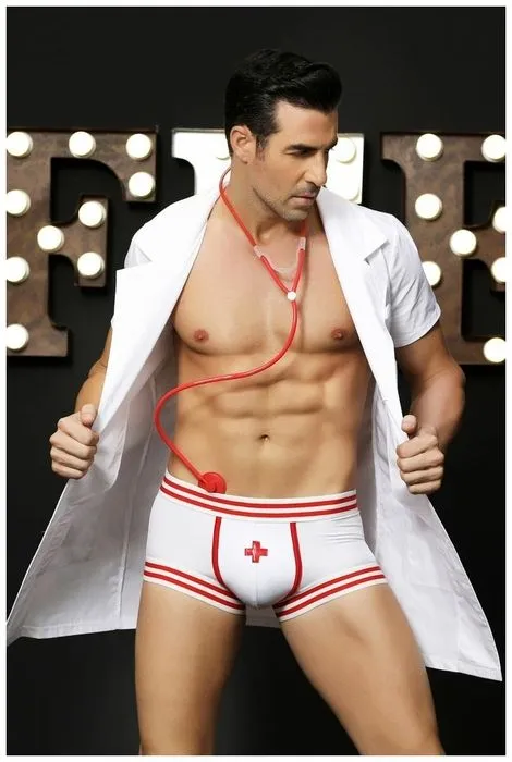 Эротическое костюм доктора candy boy daniel, мужской, бело-красный в Севастополе