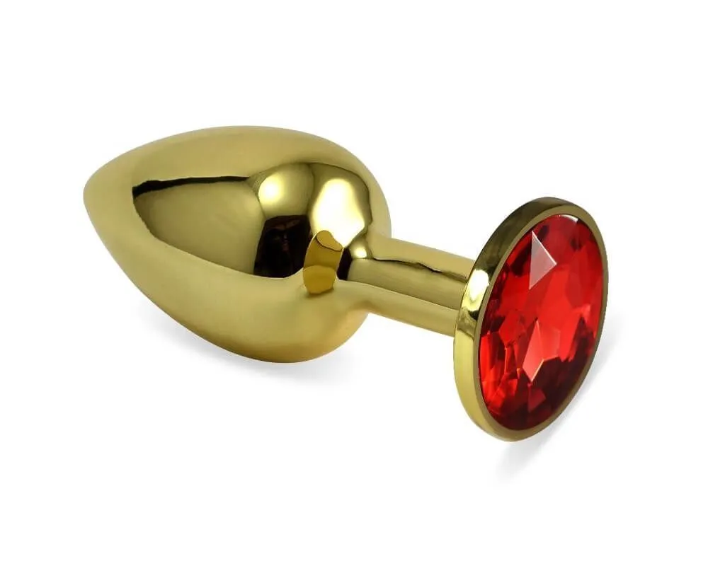 пробка анальная lovetoy золотистая, с красным камнем в Севастополе