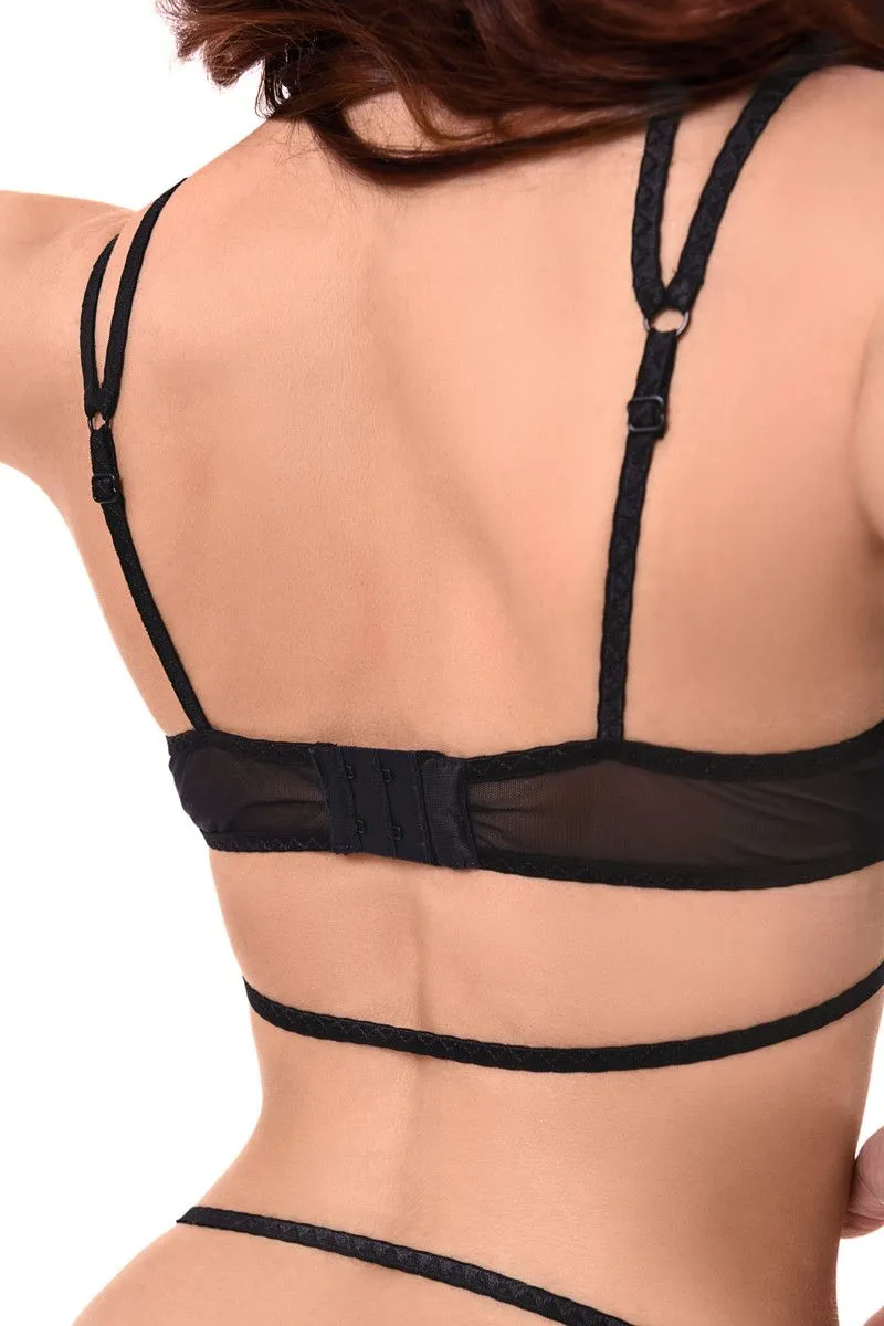 Эротическое боди с кружевом жабо erolanta eva, черное в Севастополе