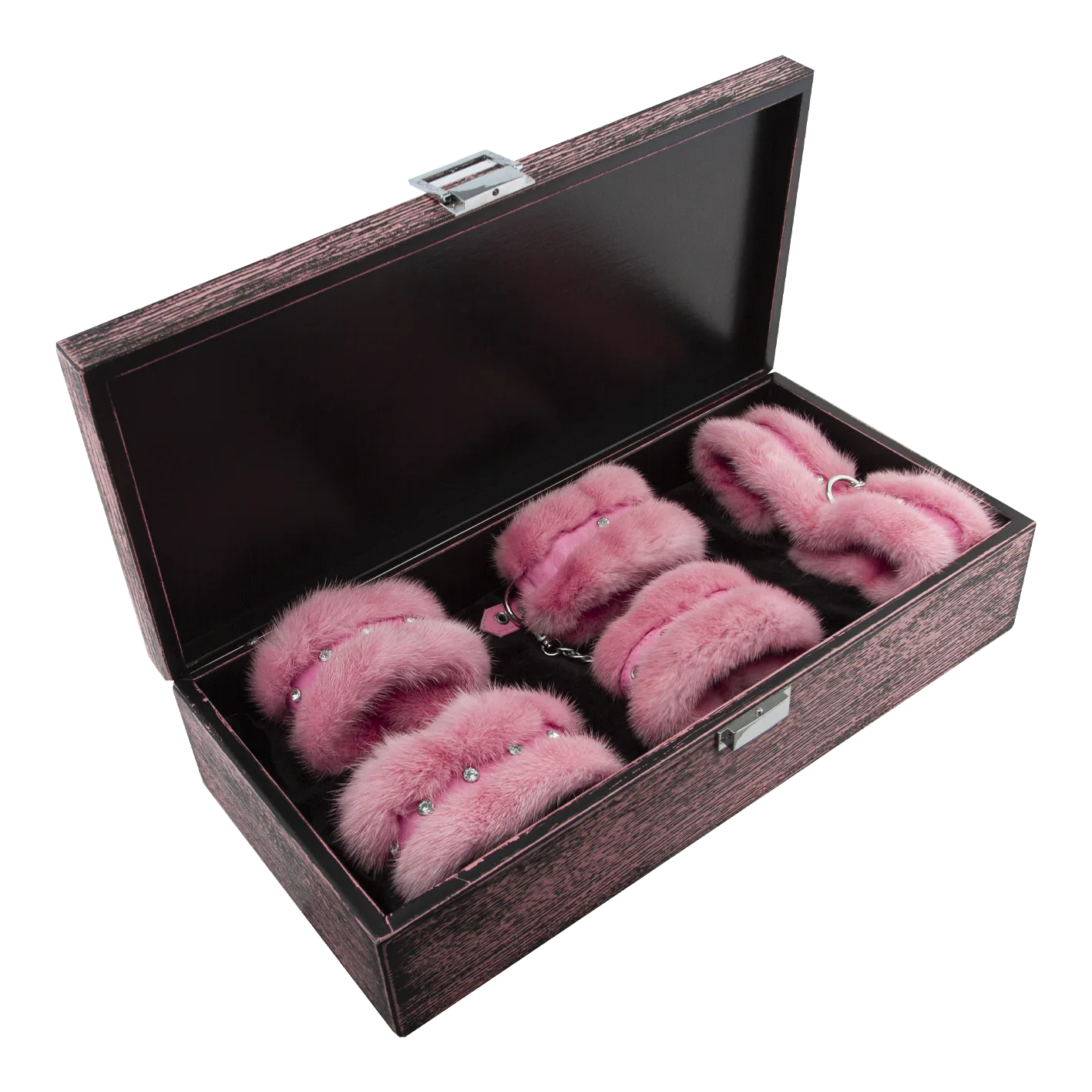 набор наручники и ошейник из норки, розовые в Севастополе