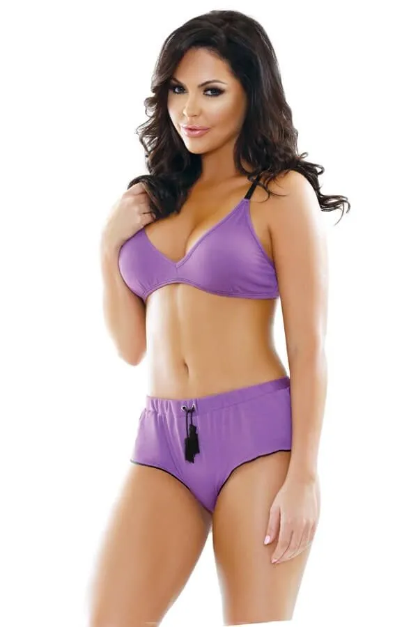Эротическое комплект белья fantasy lingerie nina bralette & shorts, фиолетовый в Севастополе