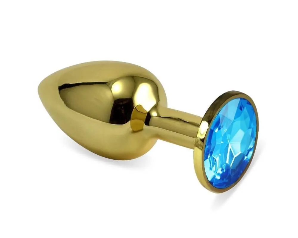анальная пробка lovetoy золотистая, с голубым камнем в Севастополе