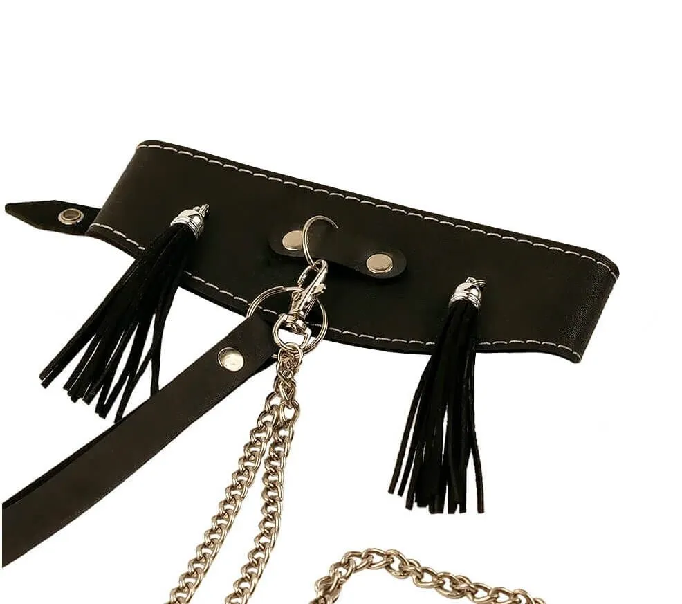 ошейник высокий pinkrabbit с кисточками, чёрный в Севастополе