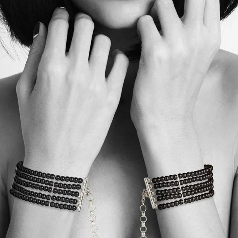 браслеты-наручники декоративные bijoux indiscrets plaisir nacre черный жемчуг в Севастополе