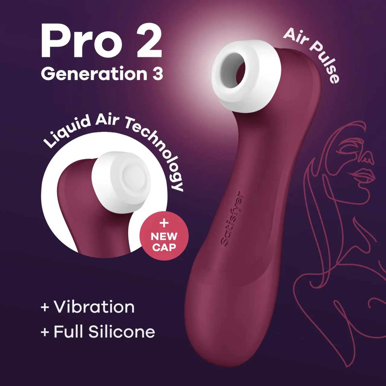 bluetooth/app клиторальный вибростимулятор pro 2 generation 3 with liquid air (wine red) в Севастополе