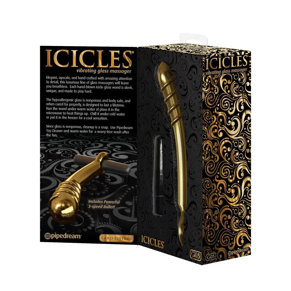 вибратор загнутый pipedream icicles gold edition g05, стеклянный в Севастополе
