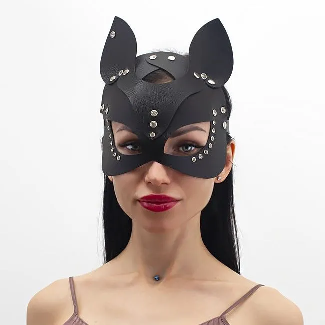 маска кошки со стразами pinkrabbit , чёрная в Севастополе