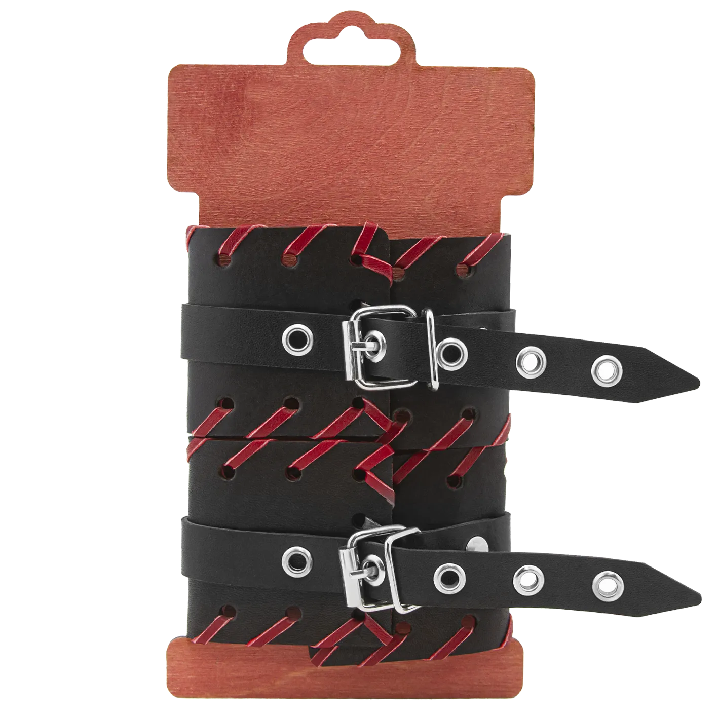 оковы кожаные pinkrabbit с красной окантовкой, черные в Севастополе