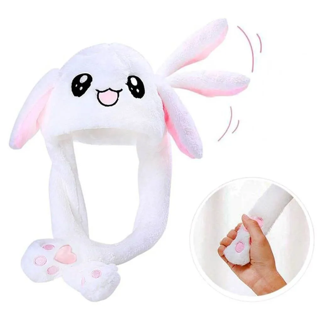 шапка-зайка с двигающимися ушами, белая в Севастополе