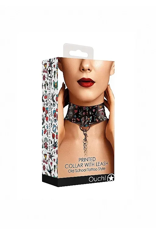 ошейник printed collar with leash old school tattoo style в Севастополе