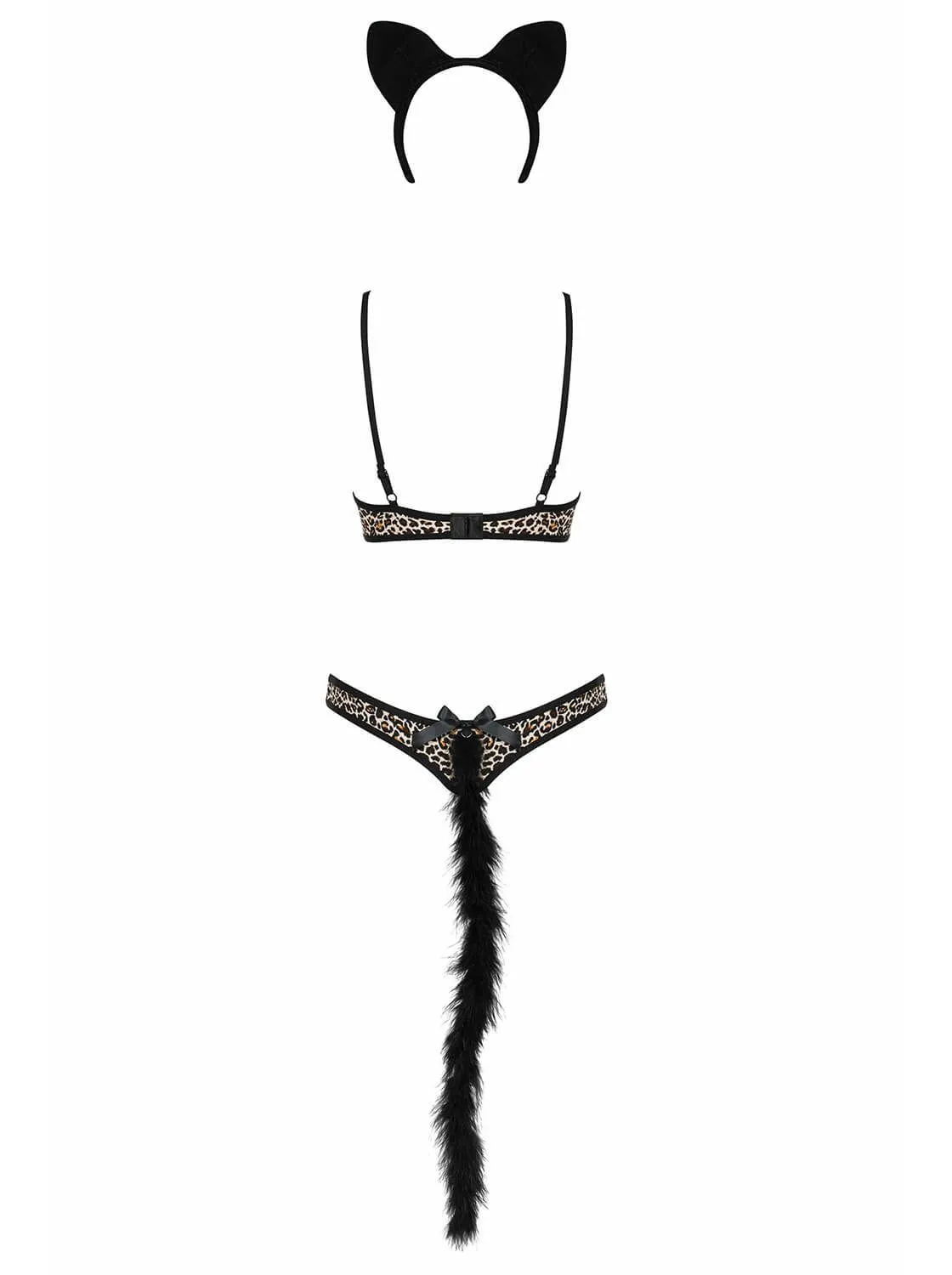 Эротическое комплект нижнего белья obsessive cheetia с хвостиком и ушками в Севастополе