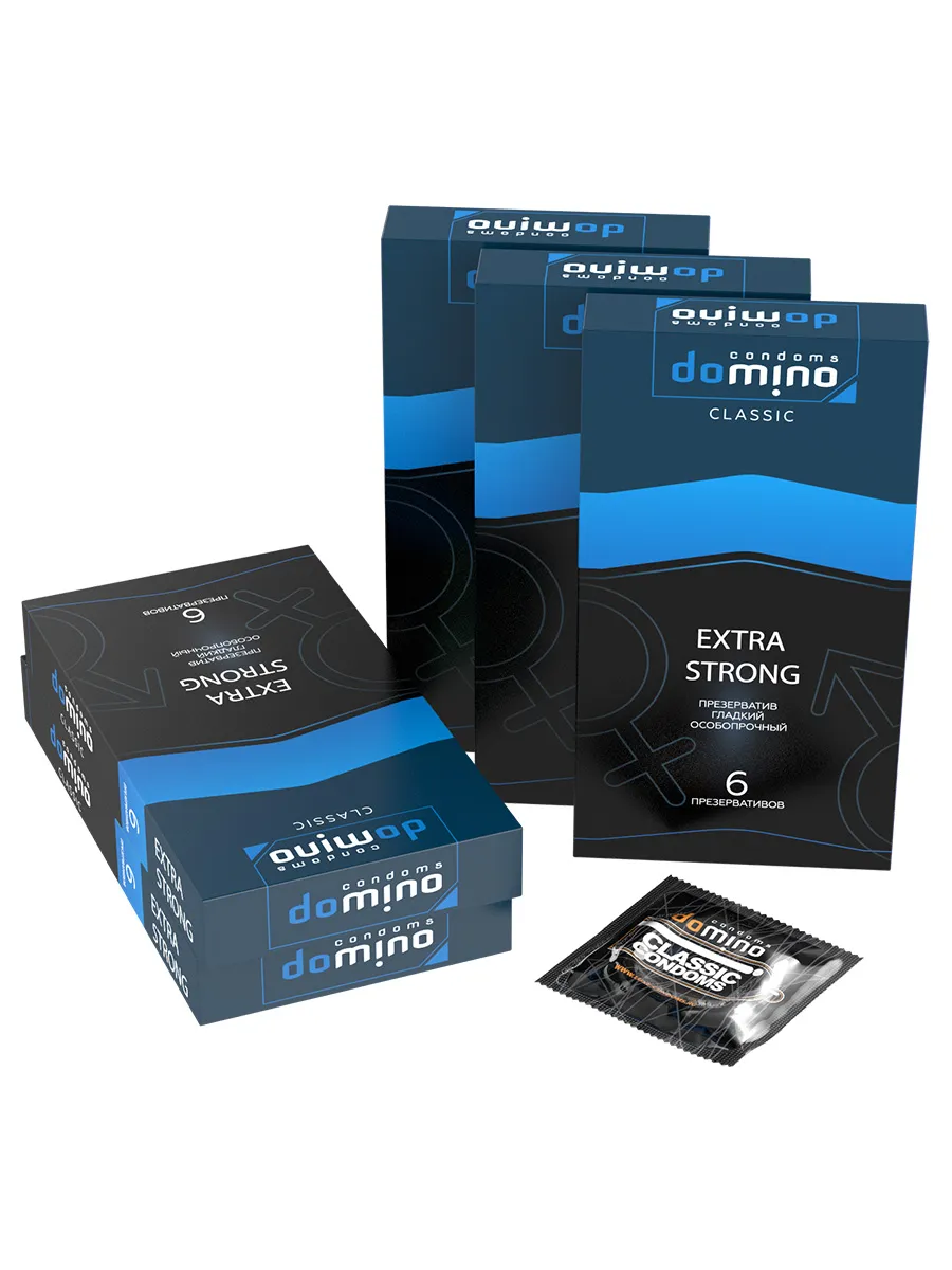 презервативы domino, classic, extra strong, латекс, 18 см, 5,2 см, 6 шт. в Севастополе