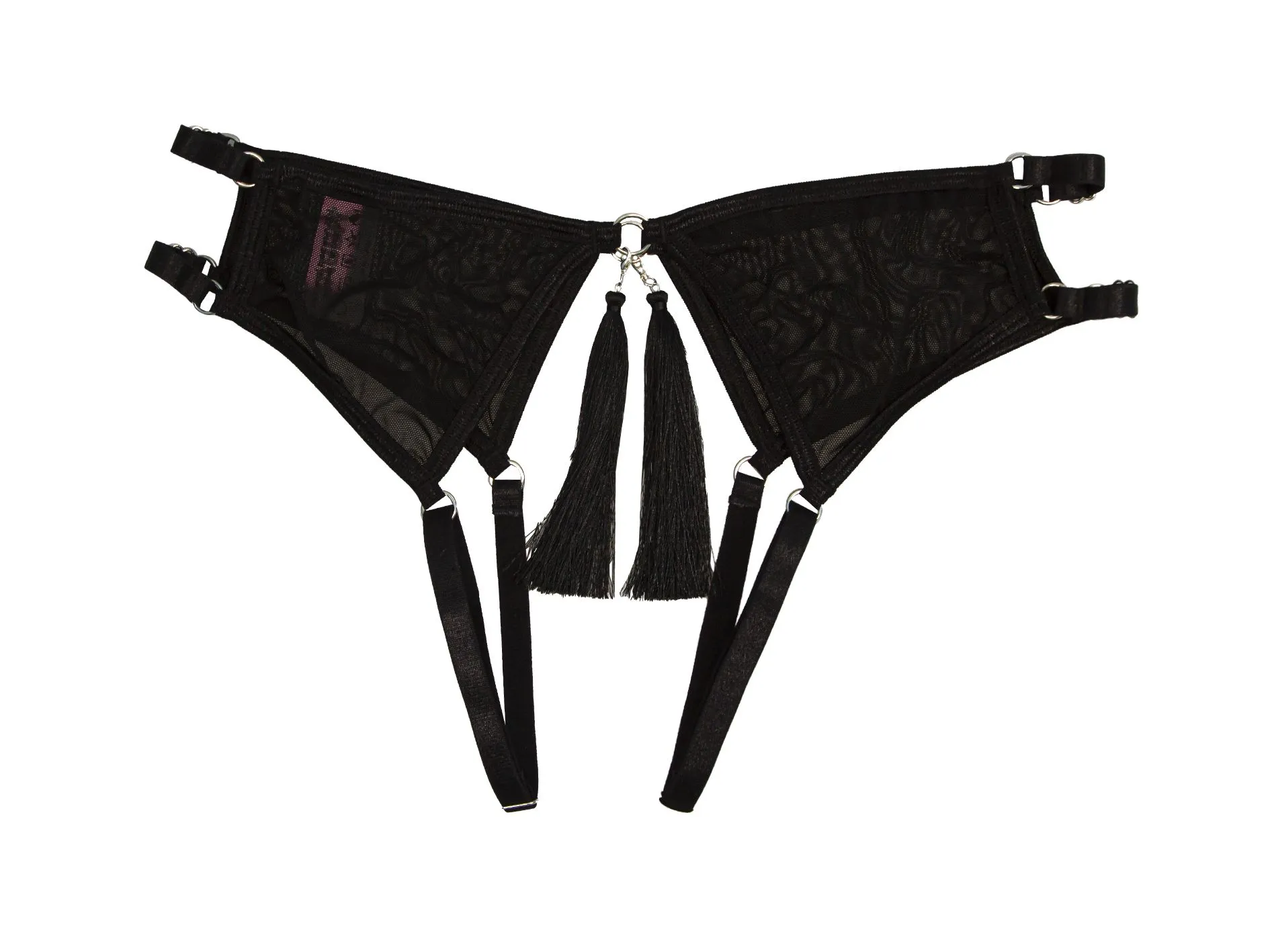 Эротическое трусики pinkrabbit с доступом и соблазнительными кисточками, чёрные в Севастополе