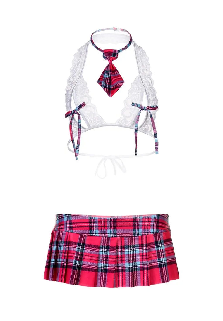 Эротическое костюм школьницы candy girl alexis (топ, юбка, галстук), розовый, os в Севастополе