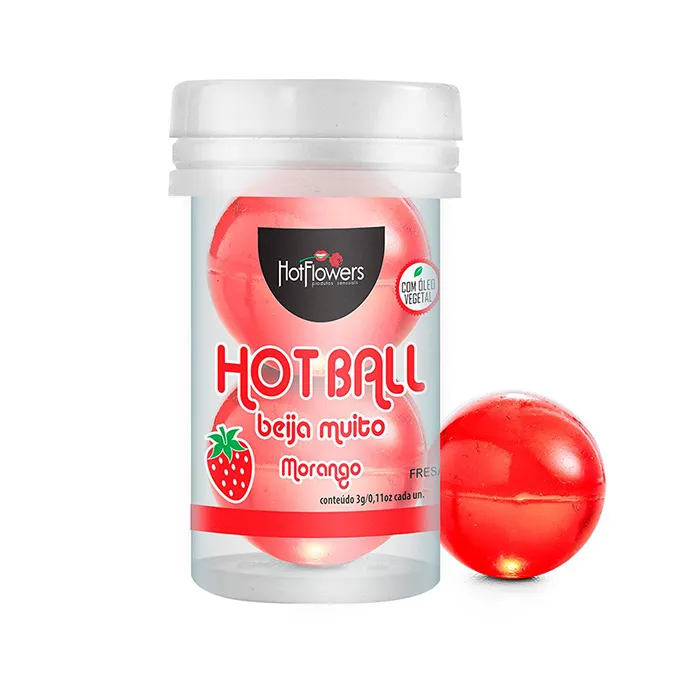 Лубрикант AROMATIC HOT BALL на масляной основе в виде двух шариков, клубника