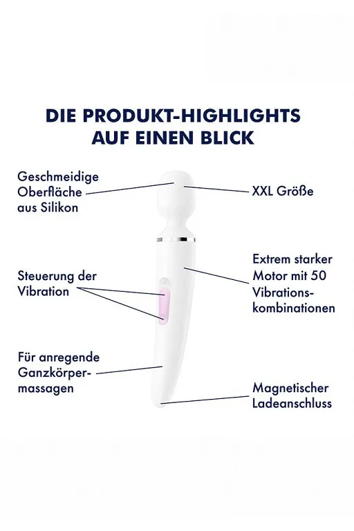 универсальный вибромассажер satisfyer wand-er woman (white/chrome) в Севастополе