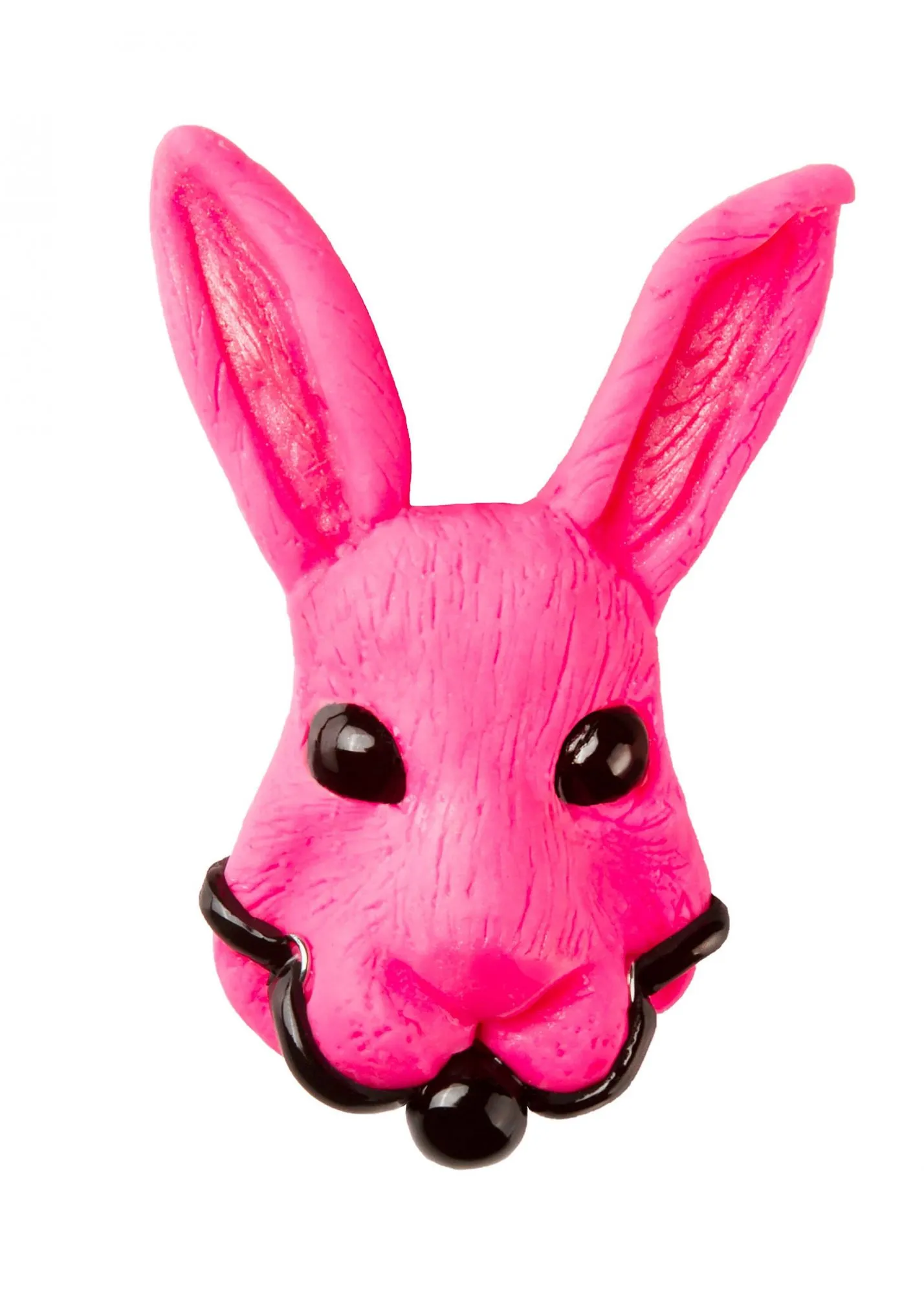 Брошь Розовый кролик с черным кляпом на булавке
