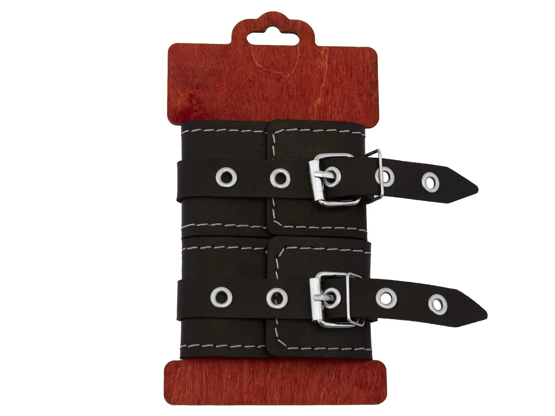 наручники декоративные pinkrabbit из натуральной кожи, с белой строчкой в Севастополе