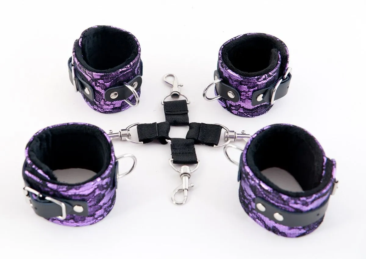 кружевной бондажный комплект toyfa marcus (сцепка, наручники и оковы), розовый в Севастополе