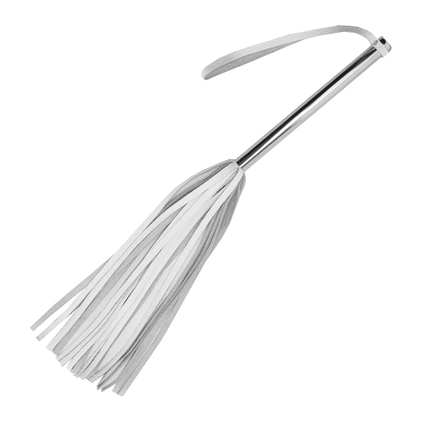 Флоггер PinkRabbit из белой кожи с хромированной ручкой