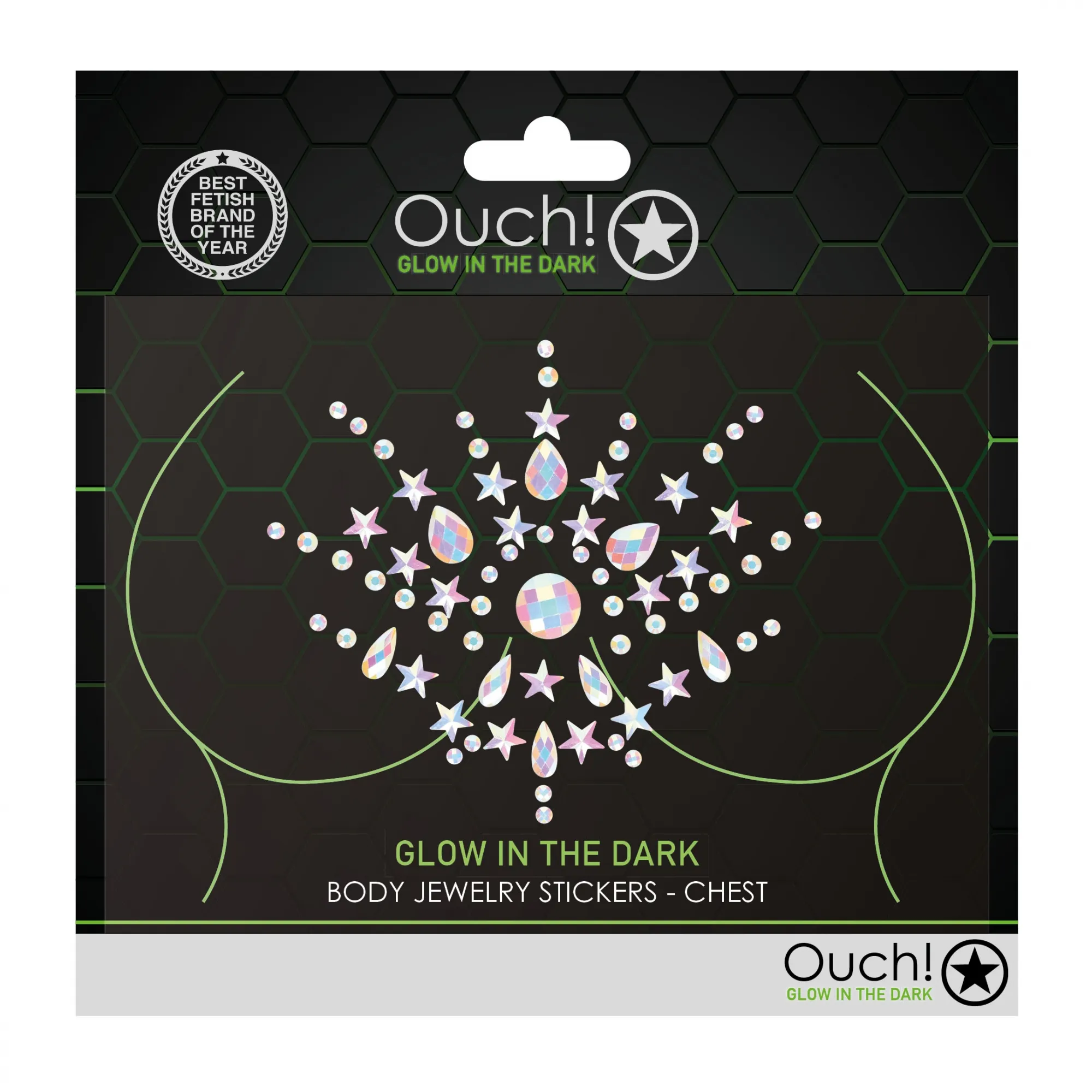 Декоративное украшение (камни) на клеевой основе Body Jewelry Stickers - Chest - Glow in the Dark -