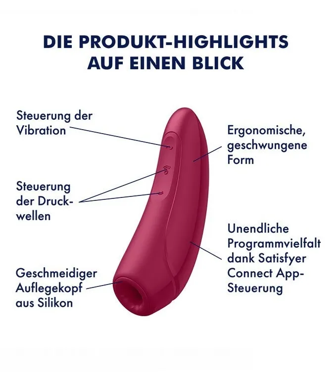 вакуумно-волновой стимулятор satisfyer curvy 1+ с возможностью управления через приложение - красный в Севастополе