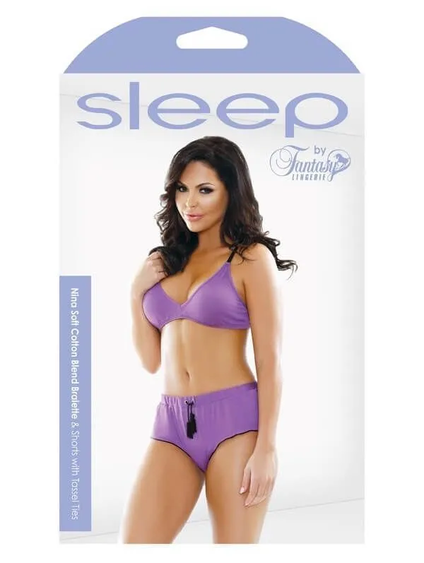 Эротическое комплект белья fantasy lingerie nina bralette & shorts, фиолетовый в Севастополе