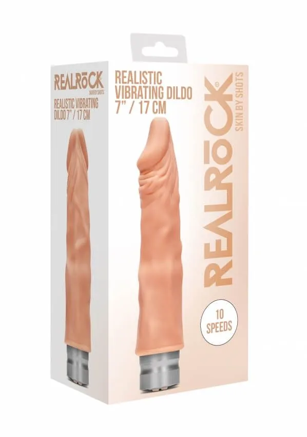 вибромассажер реалистичный realrock vibrating dildo, телесный в Севастополе