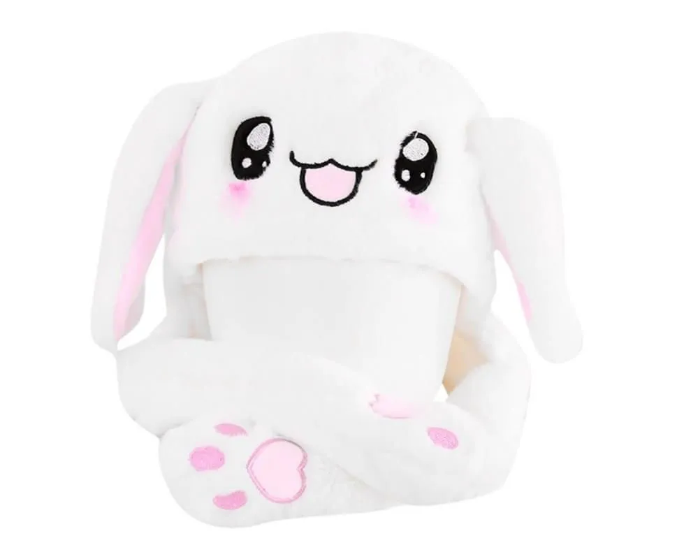 шапка-зайка с двигающимися ушами, белая в Севастополе