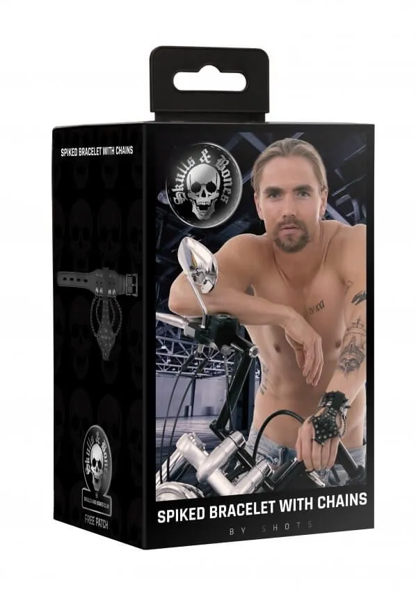 браслет с шипами и цепями skulls and bones, черный в Севастополе