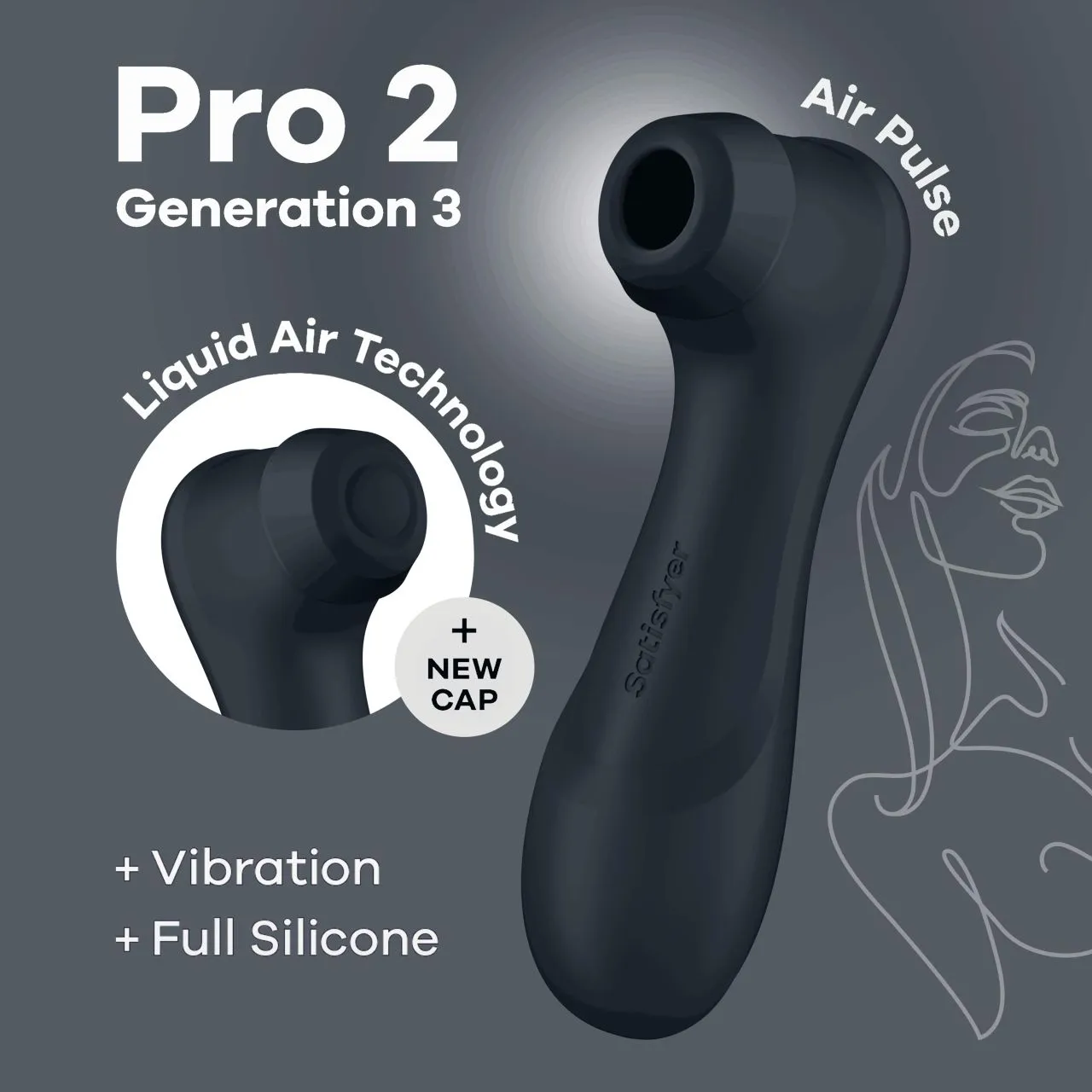 bluetooth/app клиторальный стимулятор pro 2 generation 3 with liquid air (dark grey) в Севастополе