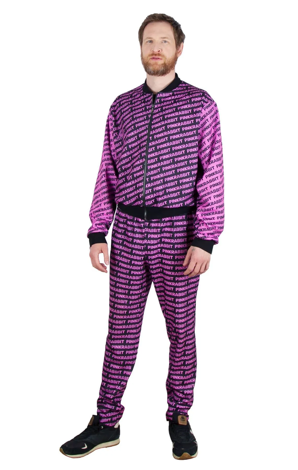 Костюм спортивный PinkRabbit черно-розовый c розовыми рукавами